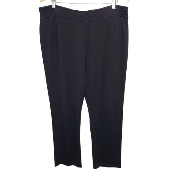 L.L. Bean Pull On Straight Leg Stretch Cotton Black Comfort Pants Large Petite - Picture 1 of 7